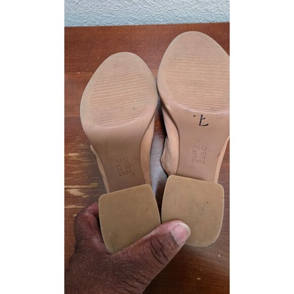 Naturalizer Women's Nude Leather Mule Heeled Sandals Chunky Block Heel Size 7 - Picture 5 of 8